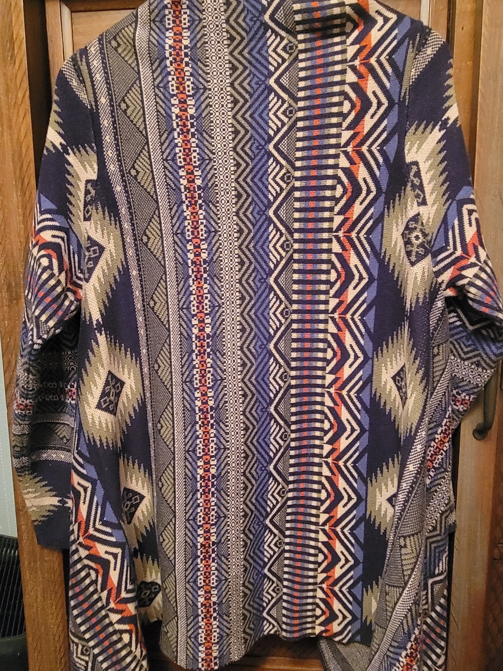 Ruff Hewn Navy & Cream Aztec-Pattern Open-Front Cardigan - Picture 2 of 3